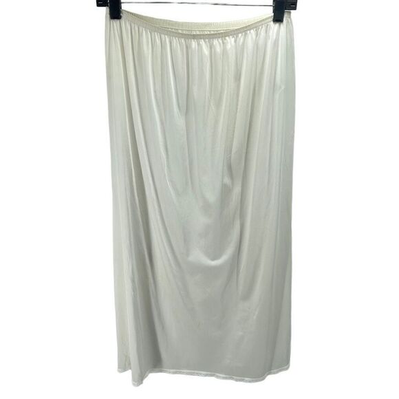 Vanity Fair Womens Half Slip Skirt Lingerie Slit Lace Trim Nylon Cream Large - Picture 3 of 9